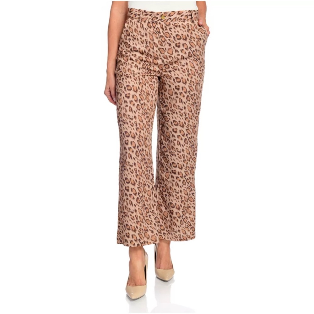 Women’s‎ WD.NY Leopard Woven Zip Front Wide Leg 2-Pocket Pants